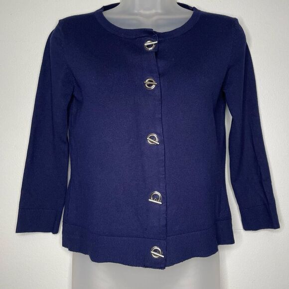 Toggle Button Cardigan Sweater (Blue) - Picture 3 of 11